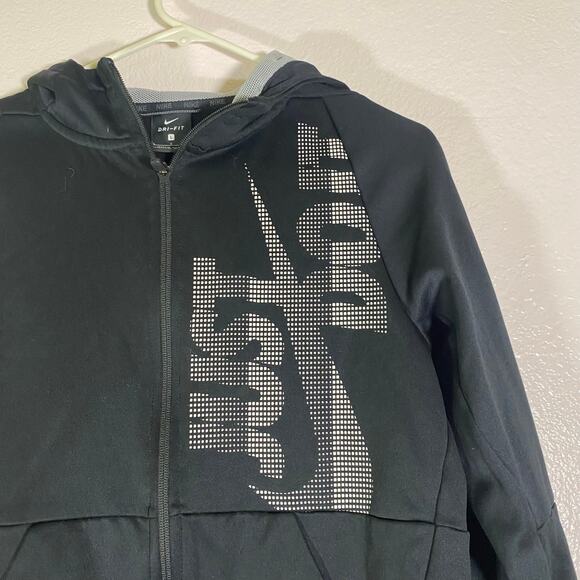 Nike Dri Fit Just Do It Black Full Zip Hoodie Hooded Sweats Kids Youth Size L - Picture 4 of 7